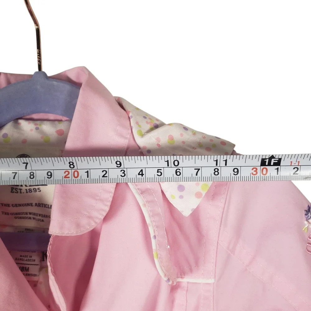 Vintage OshKosh Baby Girls Pink Trench Coat Floral‎ Embroidered Jacket 18 mths